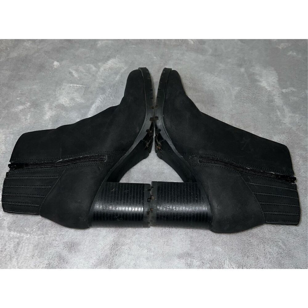 Women’s Zip Up Platform Faux Leather Black Heeled Ankle Bootie 9 - Picture 5 of 8